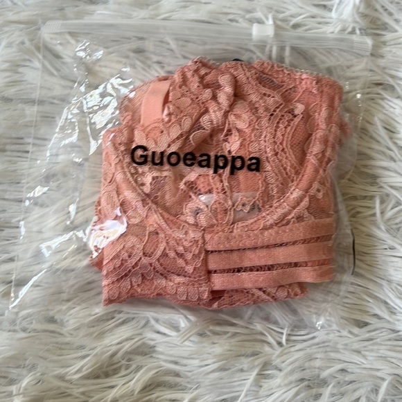 Guoeappa Women's Sexy Soft Lace Lingerie Floral Underwire Sheer pink size Small - Picture 2 of 12